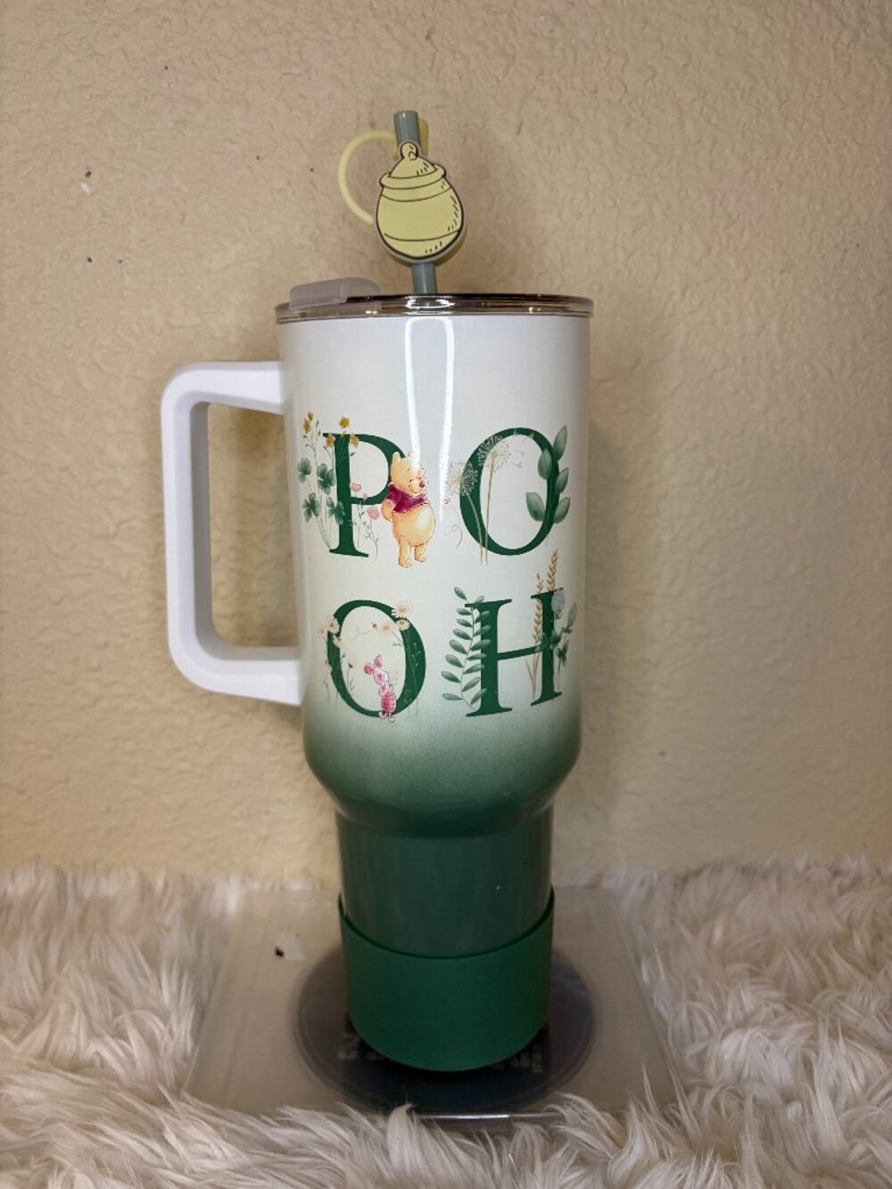 Disney Winnie the Pooh Piglet 40oz Insulated Tumbler Straw Topper Bioworld NWT